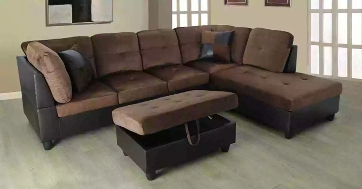 Lifestyle Furniture Right Facing 3PC Sectional Sofa Set Most Durable Couches For Families